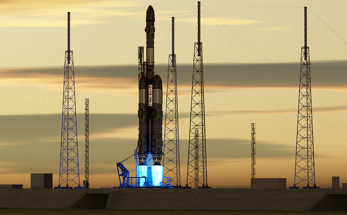 3d,Illustration,Of,A,Rocket,Taking,Off.,Rocket,And,Design